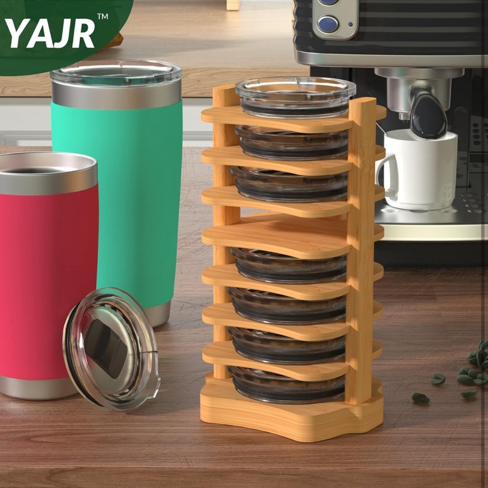 🆕 Bamboo Tumbler Lid Organizer
